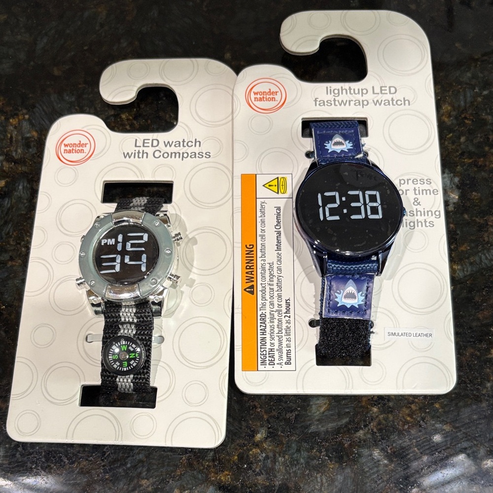 Wonder Nation LED Watches - Black and Blue